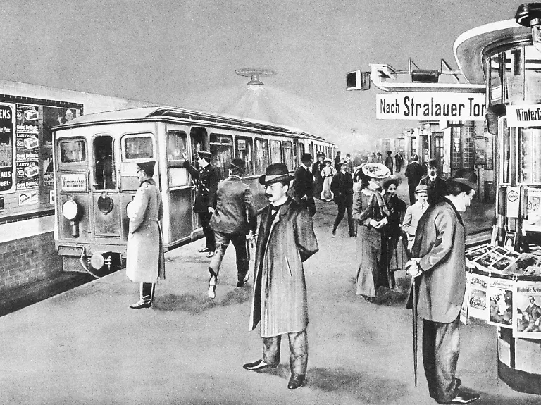 Zeichnung-des-U-Bahnhofs-Leipziger-Platz-in-Berlin-Undatierte-Aufnahme-Aufnahmedatum-01-01-1900-31-12