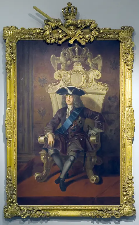 Das-neu-entdeckte-Staatsportraet-des-ersten-Preussenkoenigs-Friedrich-I-wird-am-Montag-15-12-2008-im-Preussen-Museum-in-Minden-vorgestellt-Handout-Mit-Mitteln-der-Staatskanzlei-des-Landes-Nordrhein-Westfalen-konnte-die-Foerdergesellschaft-des-Preussen-Museums-in-Minden-ein-Bild-erwerben-das-an-der-Wiege-des-preussischen-Koenigtums-stand-Am-18-Januar-1701-kroente-sich-der-brandenburgische-Kurfuerst-Friedrich-III-als-Friedrich-I-zum-ersten-Koenig-in-Preussen-Das-in-den-Jahren-1700-1701-entstandene-Bild-von-Hofmaler-Friedrich-Wilhelm-Weidemann-ist-nun-dauerhaft-im-Preussen-Museum-Minden-zu-sehen-Damit-besitzt-das-Preussen-Museum-nun-das-frueheste-der-preussischen-Koenigsbilder-ueberhaupt