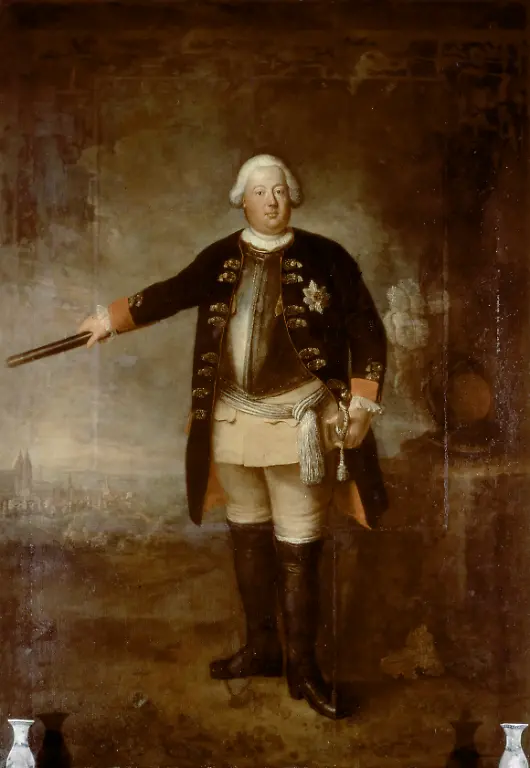 Friedrich-Wilhelm-I-v-Preussen-Pesne-Friedrich-Wilhelm-I-Koenig-von-Preussen-1713-40-Berlin-14-8-1688-Potsdam-31-5-1740-Portraet-Im-Hintergrund-das-1715-be-lagerte-Stralsund-Gemaelde-1729-von-Antoine-Pesne-1683-1757-Oel-auf-Leinwand-242-x-149-cm-Schloss-Charlottenburg-Berlin-Staatliche-Schloesser-und-Gaerten-E-Frederick-William-I-of-Prussia-Pesne-Frederick-William-I-King-of-Prussiax-1713-40-Berlin-14-8-1688-Potsdam-31-5-1740-Portrait-in-the-background-is-Stralsund-which-was-besieged-in-1715-Painting-1729-by-Antoine-Pesne-1683-1757-Oil-on-canvas-242-x-149-cm-Charlottenburg-Castle-Berlin-Staatliche-Schloesser-und-Gaerten
