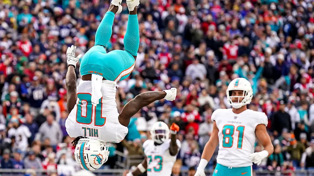 Jan-1-2023-Foxborough-Massachusetts-USA-Miami-Dolphins-wide-receiver-Tyreek-Hill-10-reacts-after-making-atouchdown-against-the-New-England-Patriots-in-the-first-half-at-Gillette-Stadium