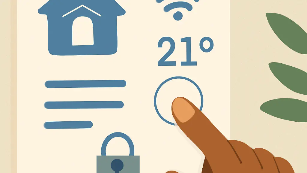 Hand-adjusting-smart-home-thermostat-on-home-automation-control-panel-FLMF01548