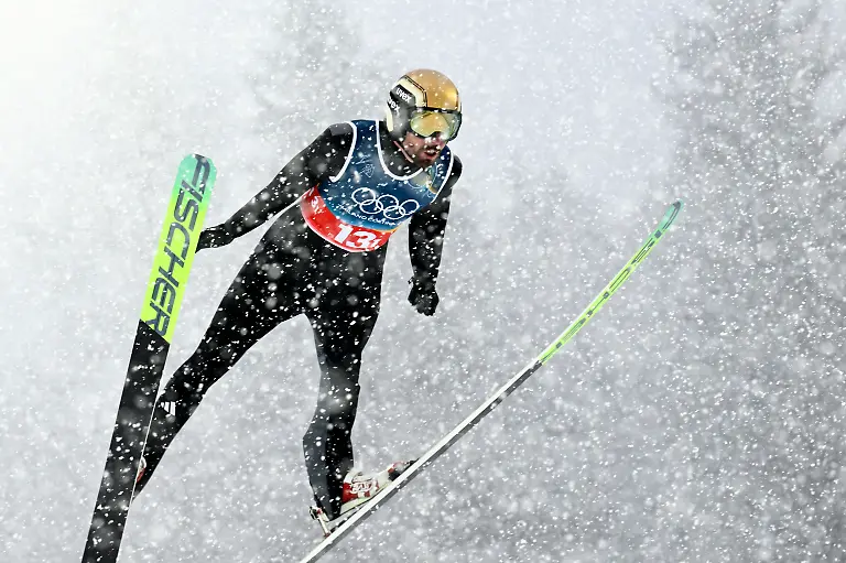 LKS-20260219-Johannes-Rydzek-of-Germany-jumps-during-the-men-s-Nordic-Combined-Team-Sprint-ski-jumping-event-at-the-Milano-Cortina-Winter-Olympics-at-the-Predazzo-Ski-Jumping-Stadium-on-February-19-2026-RONI-REKOMAA-LEHTIKUVA-FINLAND-OUT-NO-THIRD-PARTY-SALES