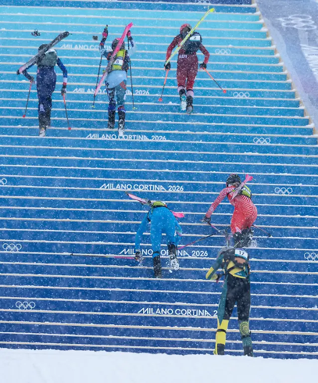 OLYMPICS-Winter-Olympic-Games-Olympische-Spiele-Olympia-OS-Milano-Cortina-2026-BORMIO-ITALY-19-FEB-26-OLYMPICS-SKI-MOUNTAINEERING-Winter-Olympic-Games-Milano-Cortina-2026-sprint-race-Image-shows-Margot-Ravinel-FRA-Marianna-Jagercikova-SVK-Marianne-Fatton-SUI-Alba-de-Silvestro-ITA-Johanna-Hiemer-AUT-and-Lara-Hamilton-AUS