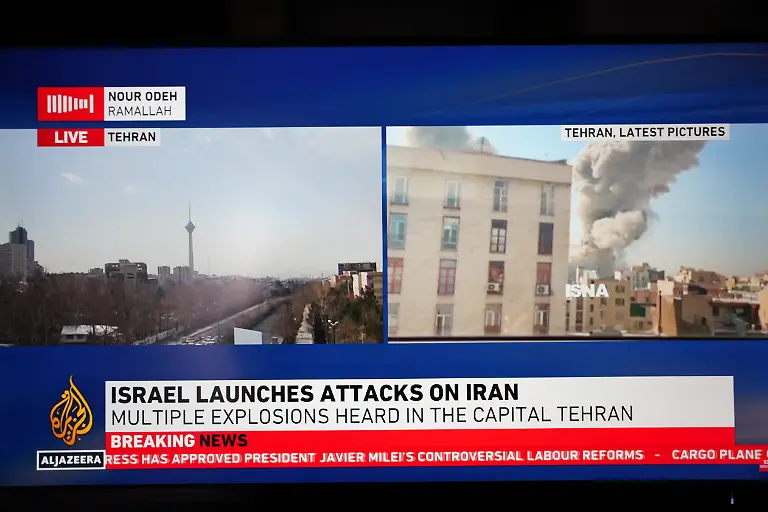 260228-CAIRO-Feb-28-2026-Xinhua-This-photo-taken-on-Feb-28-2026-in-Cairo-Egypt-shows-Qatar-s-Al-Jazeera-broadcasting-the-Israeli-preemptive-strike-against-Iran-Israel-launched-a-preemptive-strike-against-Iran-on-Saturday-morning-to-remove-threats-to-Israel-the-Israeli-Defense-Ministry-said-in-a-statement-Sirens-were-sounded-across-Israel-to-warn-the-public-to-prepare-for-the-possibility-of-an-Iranian-missile-attack-on-Israel