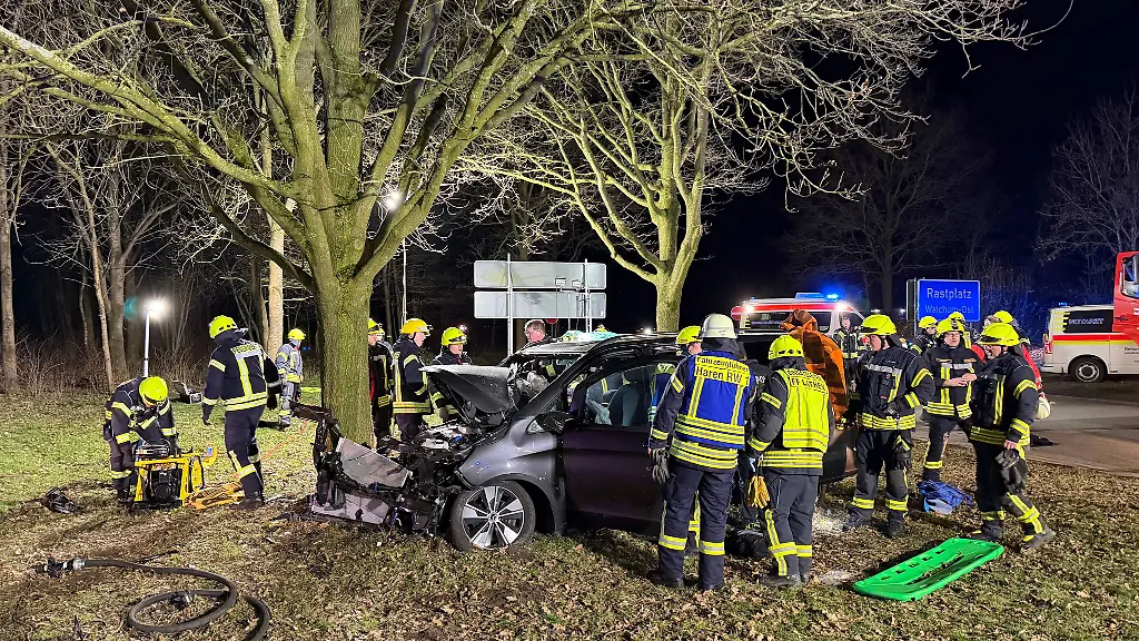 Das-Auto-war-auf-dem-Rastplatz-Walchum-in-einen-Baum-gerast