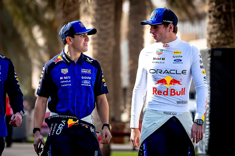 Formule-1-driver-Isack-Hadjar-of-Oracle-Red-Bull-Racing-Formule-1-driver-Max-Verstappen-of-Oracle-Red-Bull-Racing-during-the-Formula-1-pre-season-testing-Bahrain-at-the-Bahrain-International-Circuit-for-the-Pre-season-testing-1-2026-season-2026-in-SAKHIR-Bahrain-on-12-february-2026-Photo-by-DeFodi-Images-Formule-1-driver-Isack-Hadjar-of-Oracle-Red-Bull-Racing-Formule-1-driver-Max-Verstappen-of-Oracle-Red-Bull-Racing-during-the-Formula-1-pre-season-testing-Bahrain-at-the-Bahrain-International-Circuit-for-the-Pre-season-testing-1-2026-season-2026-in-SAKHIR-Bahrain-on-12-february-2026-Photo-by-DeFodi-Images