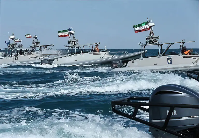 Iranas-Revolutionary-Guard-Corps-IRGC-launched-naval-drills-near-a-string-of-strategic-islands-controlled-by-Iran-but-claimed-by-the-UAE-amid-rising-tensions-with-the-US-A-The-manoeuvres-held-near-Abu-Musa-island-but-also-around-Greater-and-Lesser-Tunbs-come-two-weeks-after-the-United-States-boosted-its-military-presence-in-the-Gulf-The-additional-firepower-included-F-35-fighter-jets-and-a-marine-expeditionary-force-that-usually-consists-of-2-500-marines-and-at-least-two-warships-Bandar-Lengeh-Iran-August-2-2023-Photo-by-SalamPix-ABACAPRESS