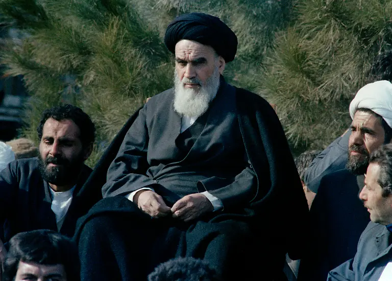 The-Ayatollah-Khomeini-is-pictured-in-Tehran-after-14-years-in-exile-Feb-1-1979-In-an-address-he-declared-the-current-government-of-Iran-illegal-because-it-was-appointed-by-the-Shah