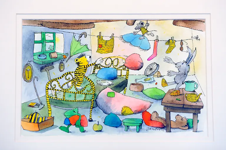 Janosch-NUR-FUeR-REDAKTIONELLE-ZWECKE-EDITORIAL-USE-ONLY-Am-23-09-2010-wird-im-Schloss-Oberhausen-mit-der-Ausstellung-JANOSCH-Panama-und-andere-Welten-einer-der-beliebtesten-und-wichtigsten-Illustratoren-und-Geschichtenerzaehler-Deutschlands-gezeigt-Im-Bild-eines-der-Exponate