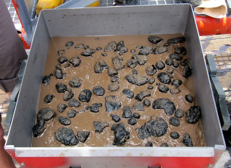 HANDOUT-Ein-sogenannter-Kastengreifer-hat-ein-50-x-50-Zentimeter-grosses-und-rund-40-Zentimeter-tiefes-Stueck-Meeresboden-mit-Manganknollen-aus-dem-Pazifik-ausgestanzt-Foto-vom-27-04-2010-Deutschland-haelt-eine-Erkundungslizenz-fuer-zwei-Gebiete-im-sogenannten-Manganknollen-Guertel-im-Pazifik-Die-Bundesanstalt-fuer-Geowissenschaften-und-Rohstoffe-BGR-in-Hannover-Niedersachsen-erforscht-das-Gebiet-Zu-dpa-Deutschland-nimmt-Kurs-auf-Metallschaetze-der-Tiefsee