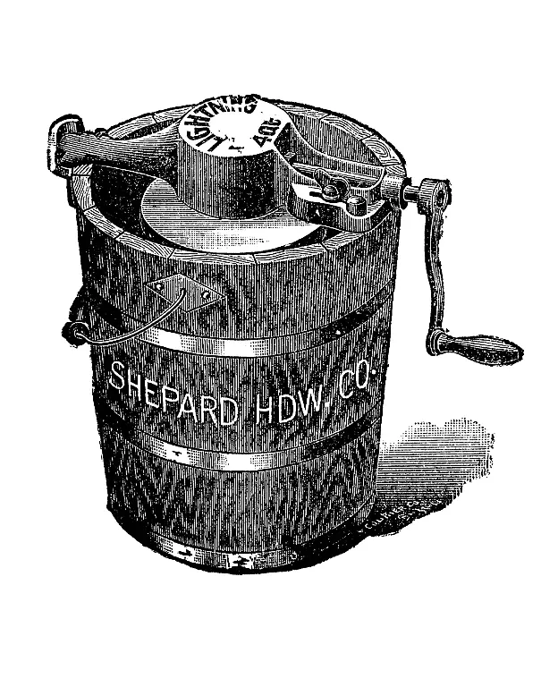 kitchen-implement-Ice-machine-historical-kitchen-appliances-Betty-Gleim-s-cookbook-1847-Eismaschine-historische-Kuechengeraete-Betty-Gleims-Kochbuch-1847-Historisch-historical-digital-improved-reproduction-of-an-original-from-the-19th-century-digitale-Reproduktion-einer-Originalvorlage-aus-dem-19