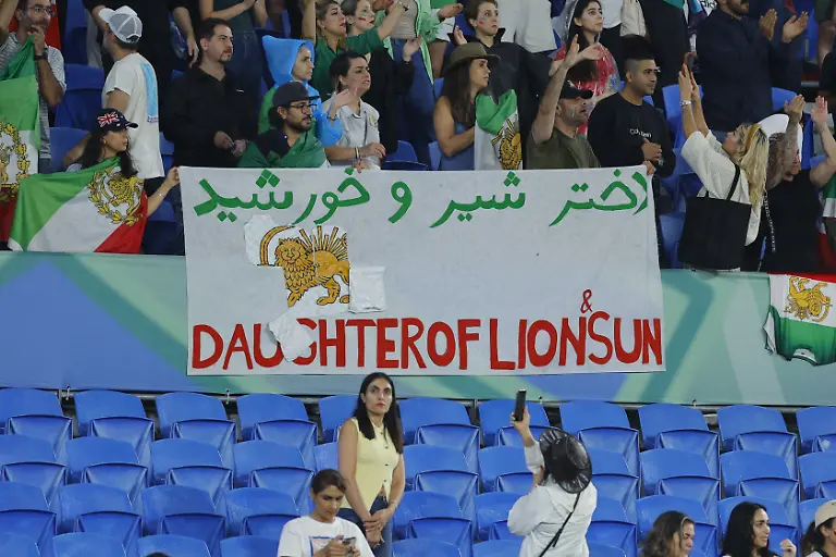 March-8-2026-Gold-Coast-Queensland-Australia-GOLD-COAST-AUSTRALIA-MARCH-08-Supporters-of-Iran-are-seen-holding-banners-of-support-after-the-Womens-Asian-Cup-match-between-Islamic-Republic-of-Iran-and-Philippines-at-the-Gold-Coast-Stadium-on-March-08-2026-in-Gold-Coast-Australia-Credit-Image-Matthew-Starling-Sport-Press-Photo-via-ZUMA-Press