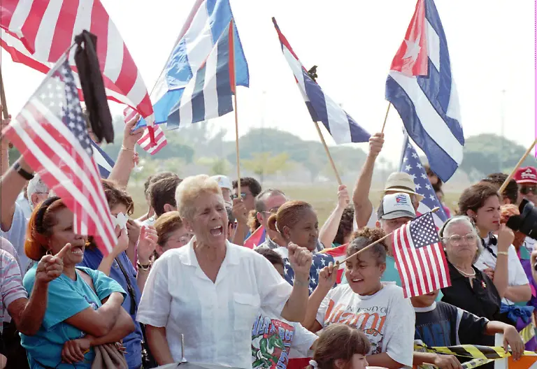 Anti-Castro-demonstrators-shout-for-the-liberation-of-Cuba-at-the-Opa-locka-Fla-airport-Sunday-Feb-25-1996-where-they-gathered-to-show-their-outrage-at-the-shooting-down-of-two-Brothers-to-the-Rescue-aircraft-Saturday