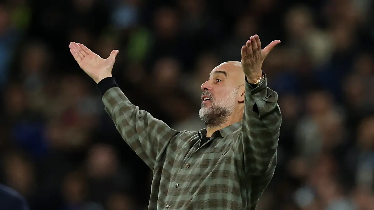 Soccer-Football-UEFA-Champions-League-Round-16-Second-Leg-Manchester-City-v-Real-Madrid-Etihad-Stadium-Manchester-Britain-March-17-2026-Manchester-City-manager-Pep-Guardiola-REUTERS-Phil-Noble