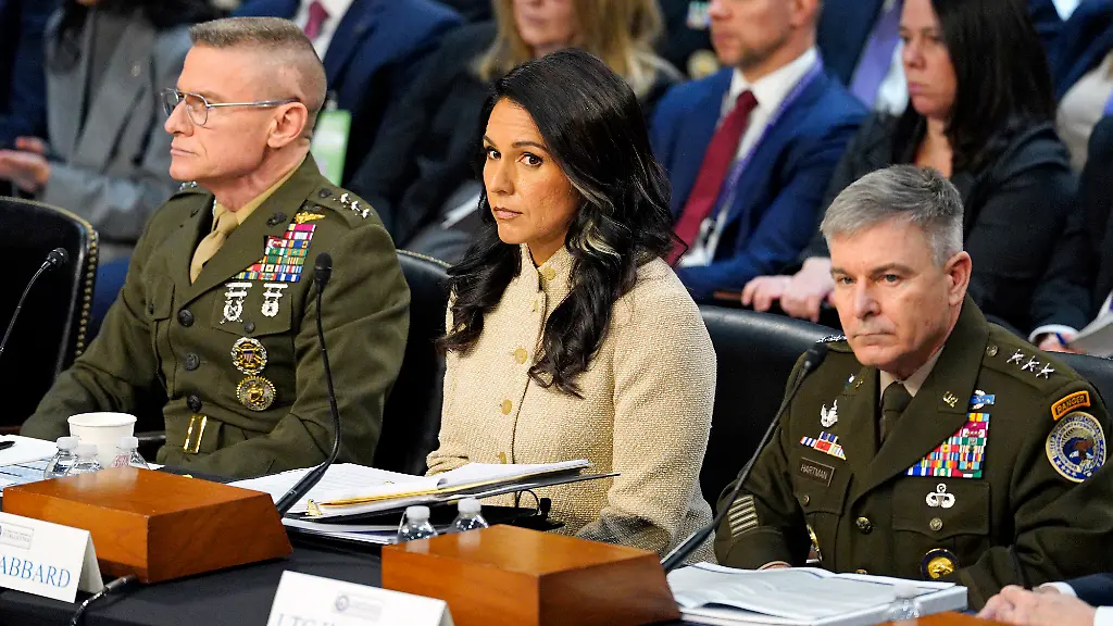 From-left-to-right-James-H-Adams-III-Director-Defense-Intelligence-Agency-DIA-Tulsi-Gabbard-Director-of-National-Intelligence-DNI-and-William-J-Hartman-Acting-Commander-US-Cyber-Command-Performing-Duties-of-Director-National-Security-Agency-Chief-Central-Security-Service-US-Cyber-Command-NSA-CSS-testify-before-the-US-Senate-Select-Committee-on-Intelligence-hearing-to-aExamine-Worldwide-Threatsa-in-the-Hart-Senate-Office-Building-on-Capitol-Hill-in-Washington-DC-USA-on-Wednesday-March-18-2026-Photo-by-Andrew-Thomas-CNP-ABACAPRESS