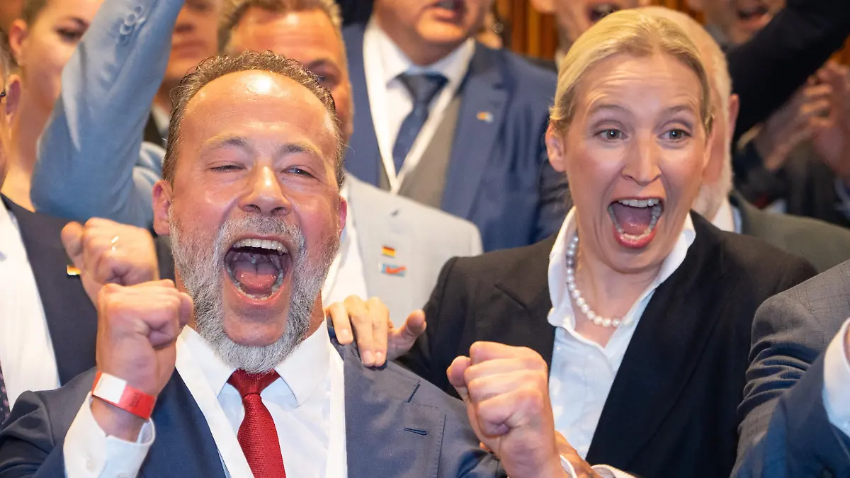 Jan Bollinger und Alice Weidel am Wahlabend