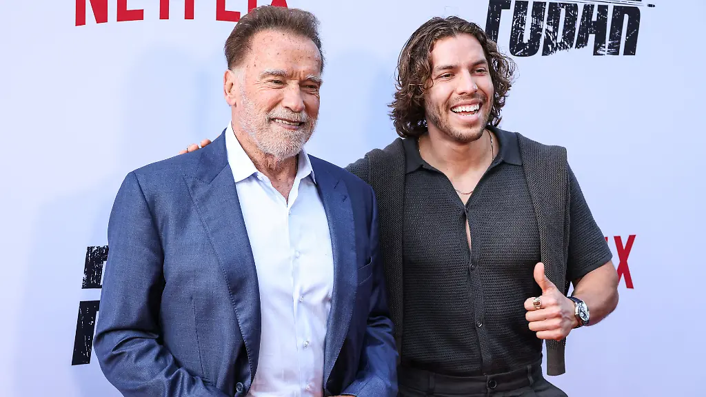 Netflix-s-Fubar-Season-2-Premiere-LA-Austrian-and-American-actor-former-Governor-of-California-businessman-former-politician-and-former-professional-bodybuilder-Arnold-Schwarzenegger-and-son-American-actor-and-fitness-model-Joseph-Baena-arrive-at-the-Los-Angeles-Premiere-Of-Netflix-s-FUBAR-Season-2-held-at-the-Netflix-Tudum-Theater-on-June-11-2025-in-Hollywood-Los-Angeles-California-United-States-Photo-by-Xavier-Collin-Image-Press-Agency-ABACAPRESS