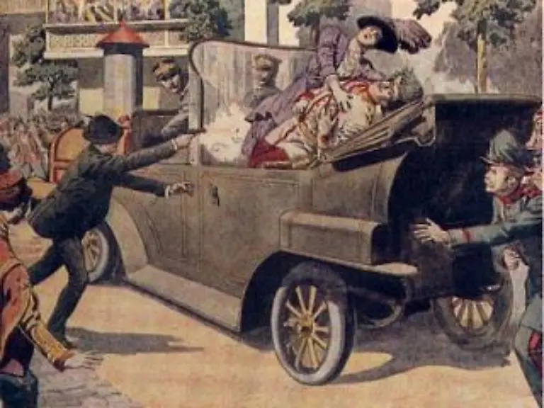 Ausloeser-fuer-den-Ersten-Weltkrieg-sind-die-toedlichen-Schuesse-des-serbischen-Nationalisten-Gavrilo-Princip-am-28-Juni-1914-in-Sarajevo-auf-den-oesterreichischen-Thronfolger-Franz-Ferdinand