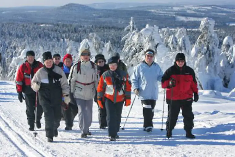 Diese-Wandergruppe-geniesst-das-herrliche-Wetter-auf-dem-hoechsten-Berg-des-saechsischen-Erzgebirges