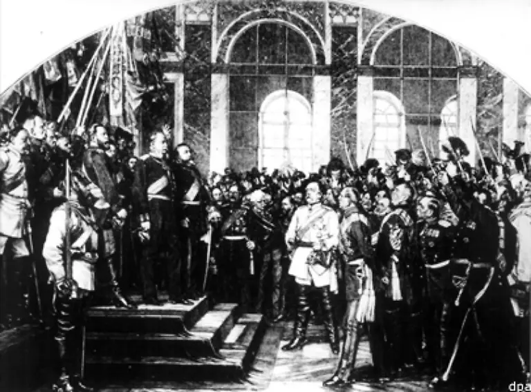 Vielleicht-auch-noch-das-zweite-Reich-das-sich-selbst-Deutsches-Reich-nannte-Dieses-begann-mit-der-Ausrufung-des-preussischen-Koenigs-Wilhelm-zum-Kaiser-am-18-Januar-1871-im-Spiegelsaal-vom-Schloss-zu-Versailles