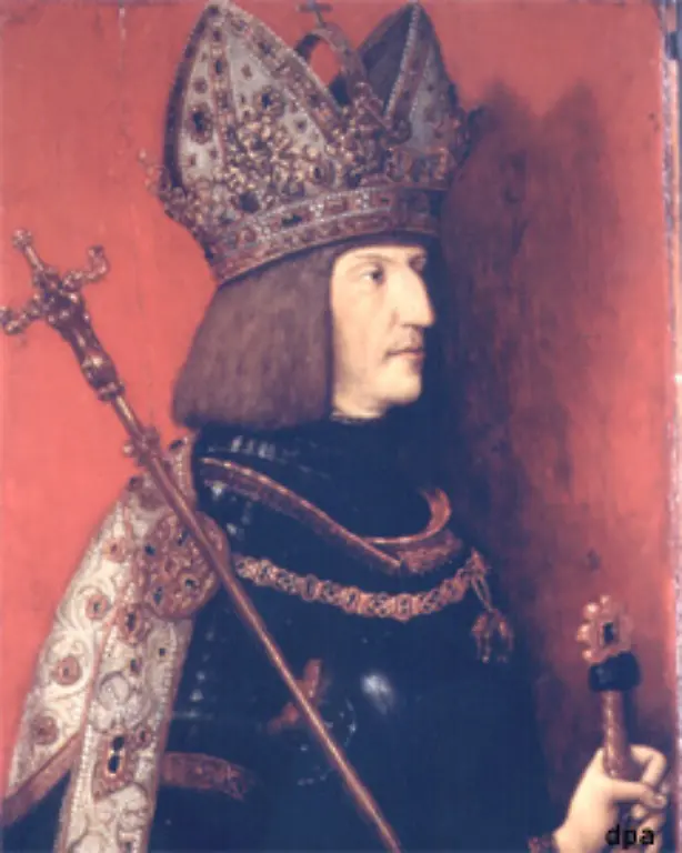 Kaiser-Maximilian-I-1459-1519-initiierte-1495-auf-dem-Reichstag-zu-Worms-auf-dem-der-Reichstag-zu-einer-festen-Institution-wurde-eine-Reichsreform-Diese-umfasste-eine-reichsweite-Steuer-die-Einfuehrung-des-Gemeinen-Pfennigs-und-einen-Ewigen-Landfrieden-der-die