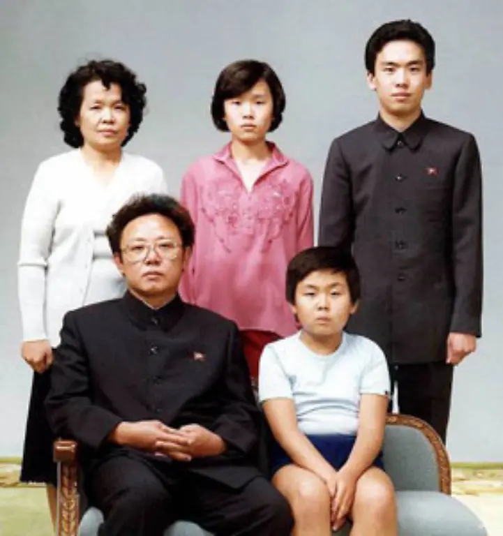 Allerdings-ist-Kim-Jong-il-Realist-genug-einzusehen-dass-verschaerfte-Sanktionen-gegen-sein-Land-auch-sein-Machtgefuege-zum-Broeckeln-bringen-koennten-Hier-ein-aelteres-Familienfoto-mit-seinem-Sohn-Kim-Jong-nam-stehend-dahinter-die-Schwaegerin-Sung-Hae-rang-und-ihre-beiden-Kinder