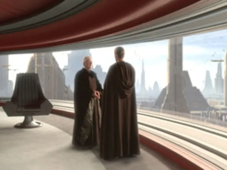 Palpatine-macht-Anakin-zu-seinem-Repraesentanten-im-Jedi-Rat-Er-stachelt-ihn-gegen-die-Jedi-auf-und-gibt-sich-als-der-dunkle-Lord-der-Sith-Darth-Sidious-zu-erkennen-Er-verspricht-Anakin-ihm-zu-zeigen-wie-er-Padms-Leben-retten-koenne-Anakin-der-Padm-im-Traum-immer-wieder-sterben-sieht-laesst-sich-einwickeln