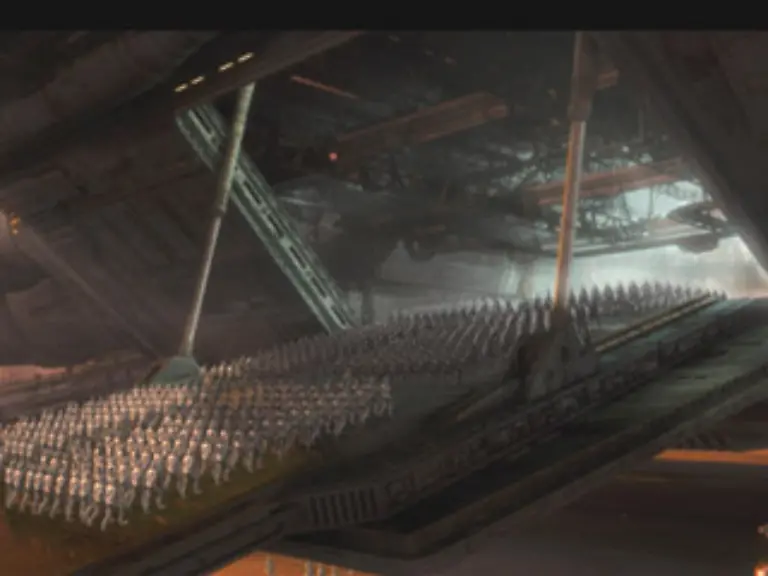 Obi-Wan-und-Yoda-entkommen-den-Klonen-Sie-warnen-die-anderen-Jedi-und-wollen-Vader-und-Palpatine-stellen-Waehrend-Yoda-gegen-Palpatine-unterliegt-versuchen-Kenobi-und-Padm-Anakin-von-der-Dunklen-Seite-zurueckzuholen-Der-Versuch-misslingt-Anakin-bringt-Padm-fast-um-Obi-Wan-eilt-ihr-zu-Hilfe