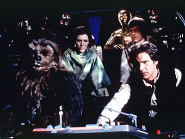 Nachdem-Luke-bei-den-Rebellen-eintrifft-bricht-er-mit-Han-Leia-und-Chewbacca-zum-Waldmond-Endor-auf-Der-neue-Todesstern-kreist-bedrohlich-um-den-Mond-ist-aber-durch-ein-Abwehrschild-geschuetzt-Die-geplante-Zerstoerung-misslingt-Die-Rebellen-werden-gefangen-genommen