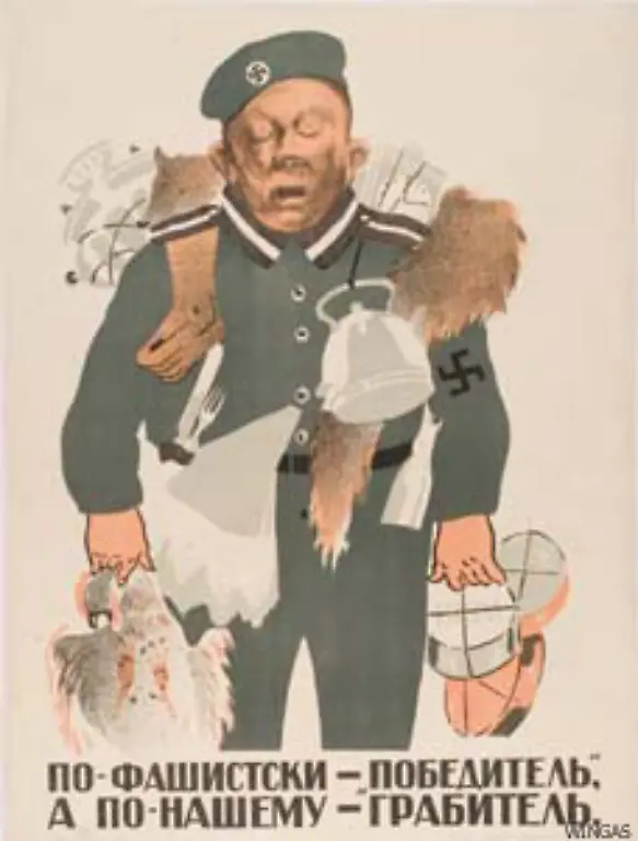 Hass-und-Vorurteile-verbreitet-Hier-ein-russisches-Plakat-von-einem-deutschen-Pluenderer-1944