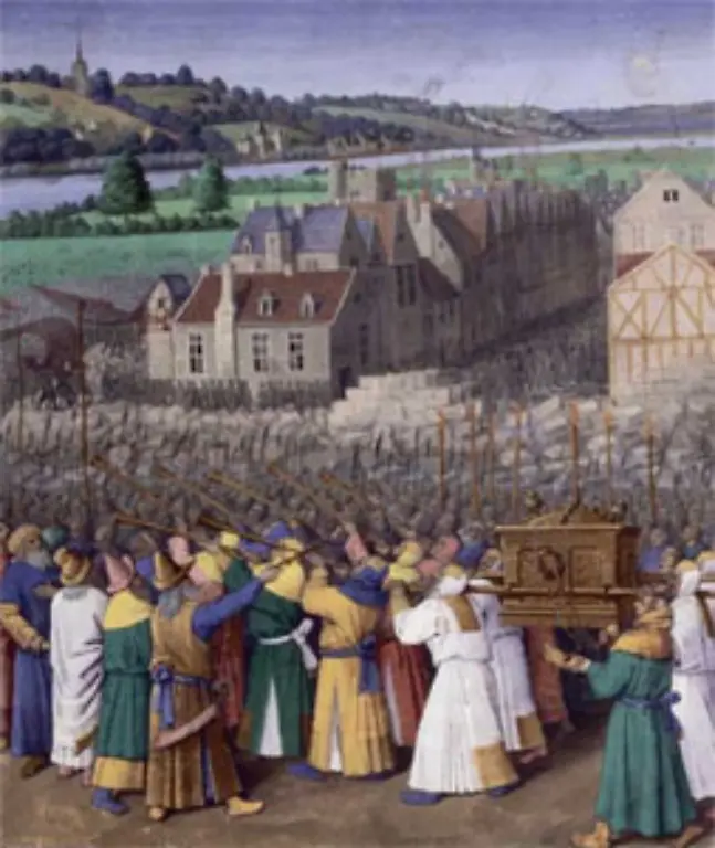 Unter-Moses-Nachfolger-Josua-erobern-die-Israeliten-die-kanaanitischen-Stadtstaaten-Nachweisbar-ist-dass-sich-israelitische-Volksstaemme-ab-ca-1250-v-Chr-im-heiligen-Land-ansiedeln-im-Bild-der-Fall-von-Jericho