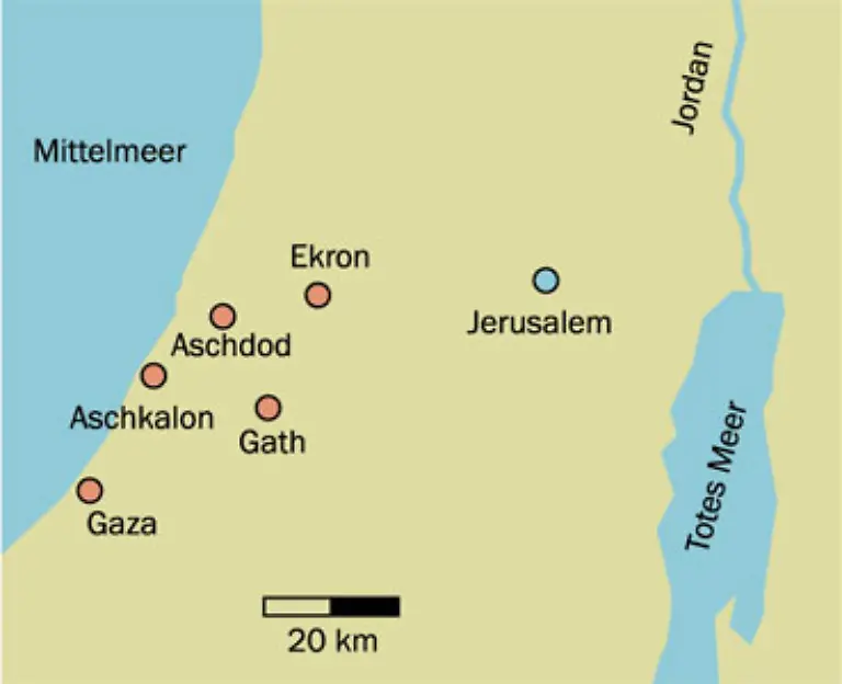 Ein-gemeinsames-Reich-bilden-die-zwoelf-Staemme-laut-Bibel-erst-in-Abwehr-der-Philister-Die-Philister-ein-griechisches-Seevolk-kontrollierten-fuenf-Staedte-in-der-Region