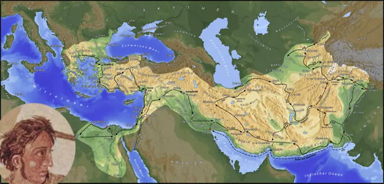 Auf-dem-Weg-nach-Aegypten-erobert-Alexander-der-Grosse-333-332-v-Chr-auch-den-Landstrich-zwischen-Sinai-und-Libanon-Die-Israeliten-sind-nun-Teil-der-griechischen-Welt