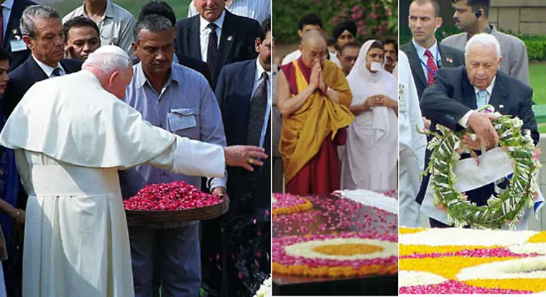 Vertreter-aller-Religionen-wie-Papst-Johannes-Paul-II-der-Dalai-Lama-und-Israels-ehemaliger-Regierungschef-Ariel-Scharon-v-l-zollen-dem-friedfertigen-Hinduisten-Respekt
