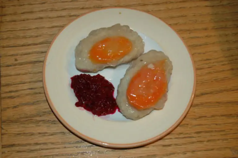 Polnische-Juden-importierten-gefilte-Fisch-durch-den-Wolf-gedrehter-Karpfen-zur-Glibbermasse-gekocht-mit-Moehre