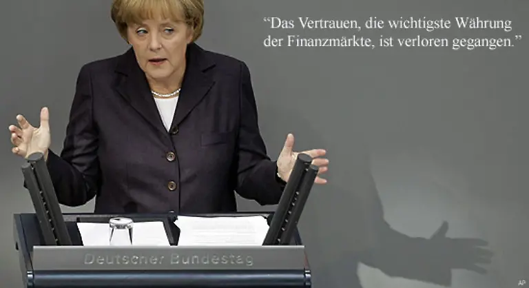 Bundeskanzlerin-Angela-Merkel-bei-ihrer-Regierungserklaerung-am-7-Oktober-2008-vor-dem-Deutschen-Bundestag
