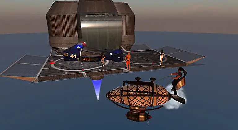 Eine-kleine-Raumstation-an-der-obersten-Grenze-Hier-probieren-Avatare-ungestoert-komische-Fluggeraete-aus-und-amuesieren-sich-dabei-koestlich