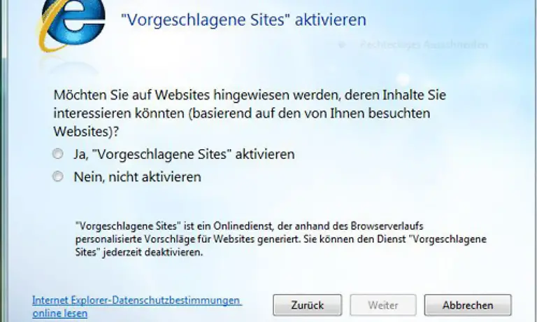 Nach-einem-Klick-auf-Weiter-erscheint-dieses-Fenster-Wenn-Sie-Ja-Vorgeschlagene-Sites-aktivieren-anklicken-schlaegt-Ihnen-der-Browser-spaeter-Websites-vor-die-Sie-interessieren-koennten-Die-Betonung-liegt-auf-koennten