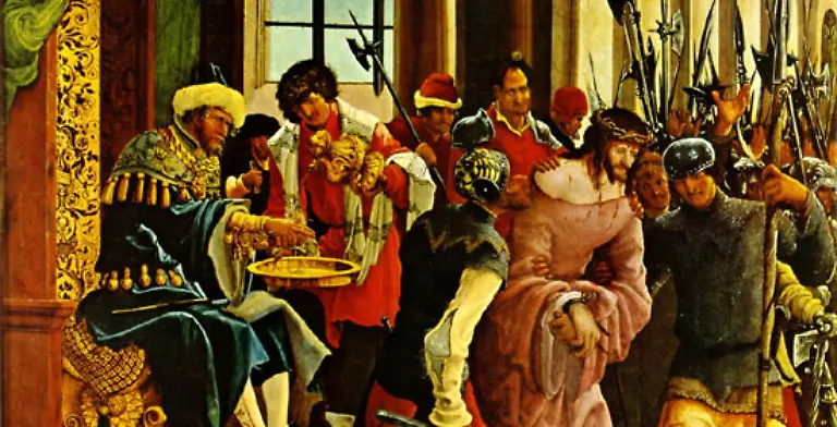 Doch-die-Hohenpriester-ueberredeten-Pilatus-ihnen-Jesus-zu-uebergeben