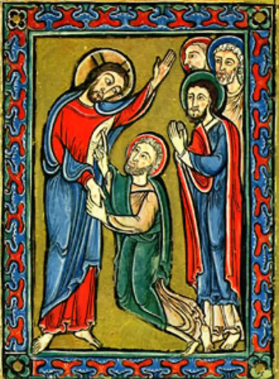 Acht-Tage-spaeter-sind-die-Juenger-wieder-versammelt-dieses-Mal-ist-auch-Thomas-dabei-Obwohl-die-Tueren-verschlossen-sind-steht-Jesus-mit-einem-Mal-in-Raum