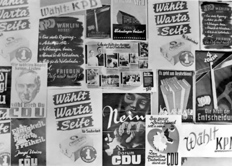 Die-erste-Bundestagswahl-am-14-August-1949-gewinnt-die-CDU-Konrad-Adenauer-wird-erster-Bundeskanzler-einer-Koalition-aus-CDU-CSU-FDP-und-der-rechten-Deutschen-Partei