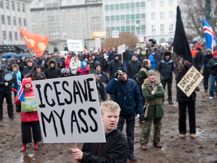 Ruppige Ablehnung: Rückzahlungsgegner wollen nicht, dass die isländische Staatskasse für Icesave-Schulden herhalten muss.