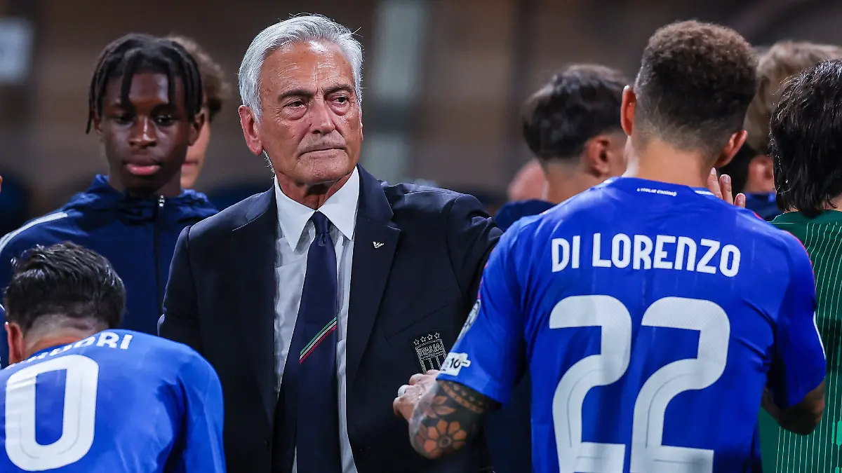 CALCIO-FIFA-Mondiali-FIFA-World-Cup-WM-Weltmeisterschaft-Fussball-2026-Qualification-Round-Italy-vs-Estonia-Gabriele-Gravina-President-FIGC-of-Italy-celebrates-the-victory-at-the-end-of-the-match-during-FIFA-World-Cup-2026-qualifier-football-match-between-Italy-and-Estonia-at-New-Balance-Arena-Bergamo-Italy-PUBLICATIONxNOTxINxFRAxUK-Copyright-xIPAxSport-ABACAx