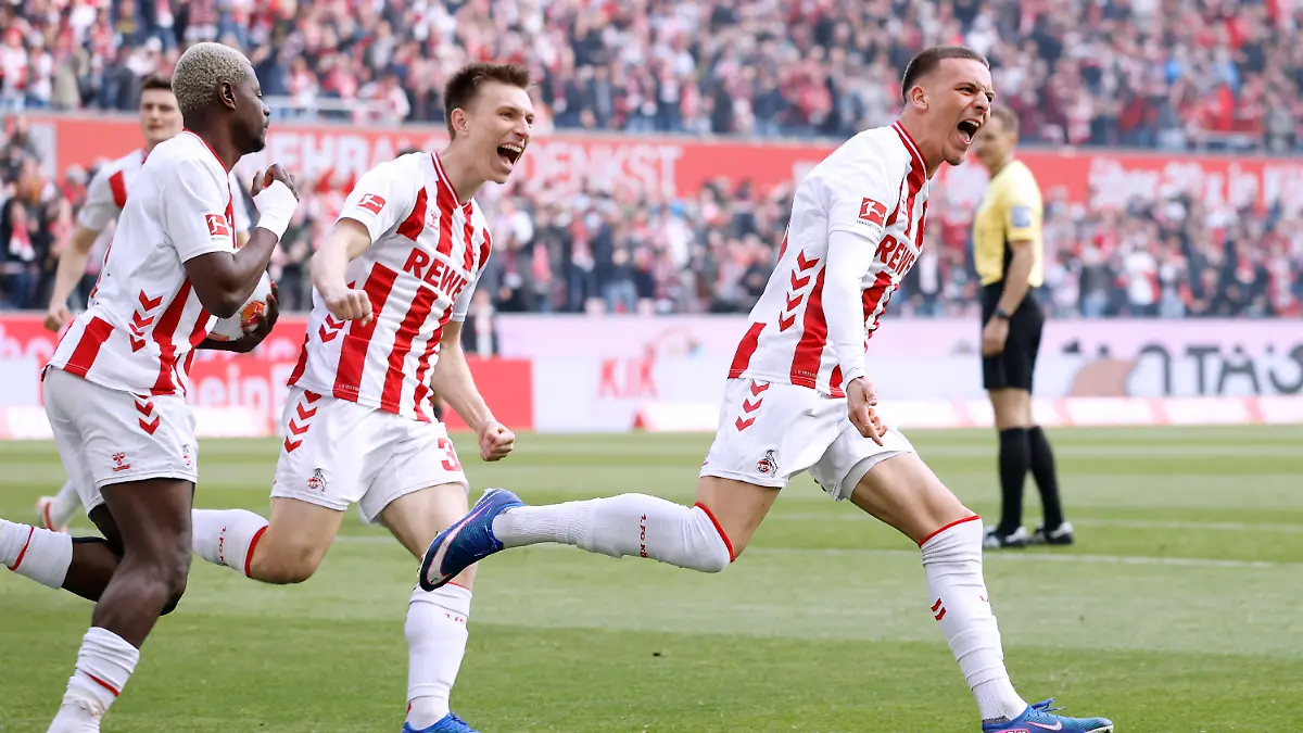 EL-MALA-Said-Team-1-FC-Koeln-jubelt-nach-seinem-Tor-zum-1-1-mit-ACHE-Ragnar-und-LUND-Kristoffer-DFL-Bundesliga-Saison-2025-2026-BL-Spiel-1-FC-Koeln-Borussia-Moenchengladbach-3-3-am-21-03