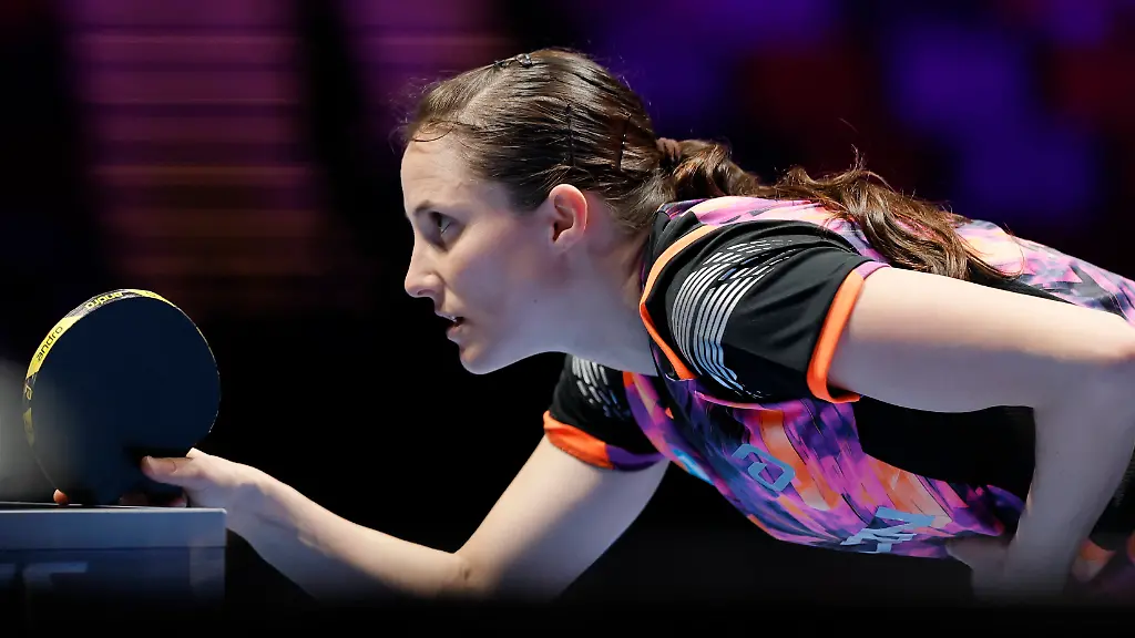 MACAO-CHINA-APRIL-04-Sabine-Winter-of-France-reacts-in-the-Women-s-Singles-Quarterfinal-match-against-Wang-Yidi-of-China-on-day-6-of-ITTF-Men-s-Women-s-World-Cup-Macao-2026-at-Galaxy-Arena-on-April-4-2026-in-Macao-China