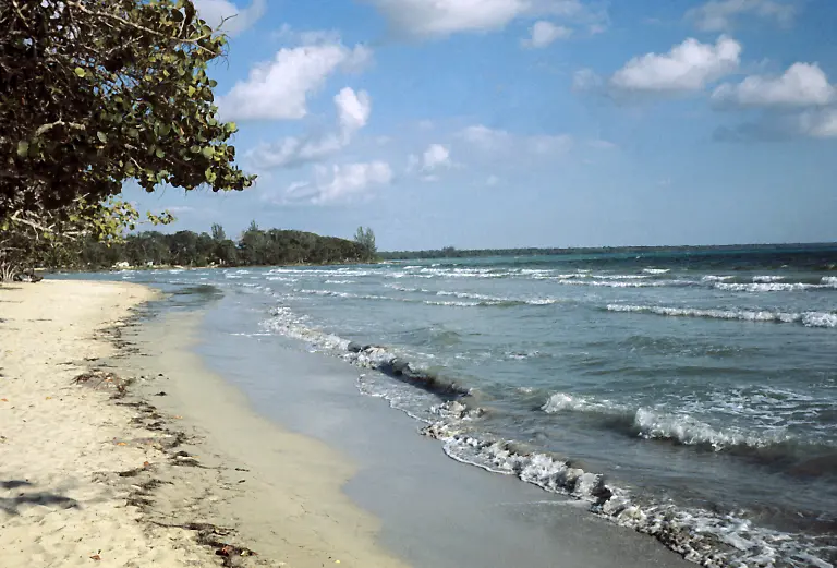 Blick-auf-einen-einsamen-Sandstrand-in-der-Schweinebucht-auf-der-Antillen-Insel-Kuba-Undatierte-Aufnahme-Am-17-April-1961-fruehmorgens-landeten-rund-1500-schwer-bewaffnete-Maenner-an-zwei-Straenden-suedoestlich-der-kubanischen-Hauptstadt-Havanna-um-Kubas-Revolutionsfuehrer-Fidel-Castro-zu-stuerzen-Die-von-den-USA-organisierte-Invasion-in-der-Schweinebucht-scheiterte-klaeglich