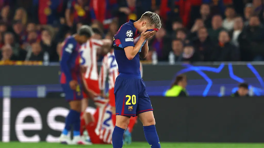 Soccer-Football-UEFA-Champions-League-Quarter-Final-First-Leg-FC-Barcelona-v-Atletico-Madrid-Spotify-Camp-Nou-Barcelona-Spain-April-8-2026-FC-Barcelona-s-Dani-Olmo-reacts-REUTERS-Albert-Gea