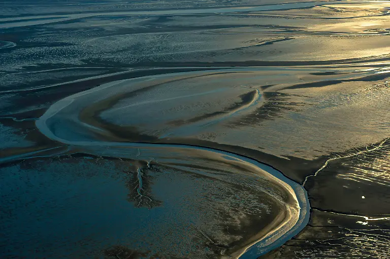 Elbmuendung-bei-Niedrigwasser-aus-der-Luft-Deutschland-Hamburgisches-Wattenmeer-Nationalpark-aerial-view-of-the-Elbe-estuary-at-low-water-Germany-Hamburgisches-Wattenmeer-National-Park