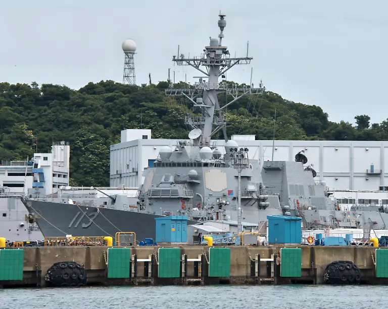 Arleigh-Burke-class-guided-missile-destroyer-USS-John-Finn-DDG-113-is-seen-anchored-at-Fleet-Activities-FLEACT-Yokosuka-in-Kanagawa-Prefecture-Japan-on-Saturday-June-3-2023