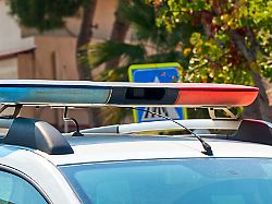 Kusadasi Turkey September 1 2024 A Turkish Police Patrol Car Polis In Kusadasi Turkey Ein Tuerkischer Polizei Streifenwagen Polis In Kusadasi In Der Tuerkei